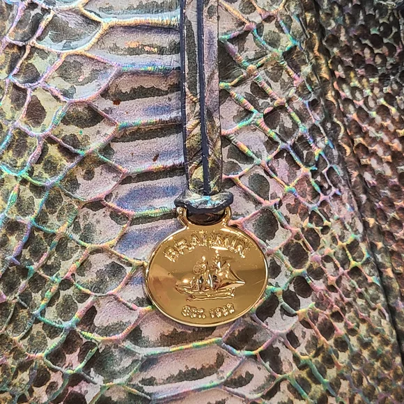 Brahmin Marianna Moonstone Seville Iridescent Snake Print Shoulder Bag Tote - Picture 3 of 16